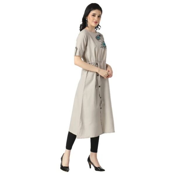 OM SAI LATEST CREATION Women's Slub Cotton Mor Pankh Printed Anarkali Kurti New Selection 2023 Under 399 Designer Attractive Look Women's Kurta (Plus Size Upto 3XL) - Image 4