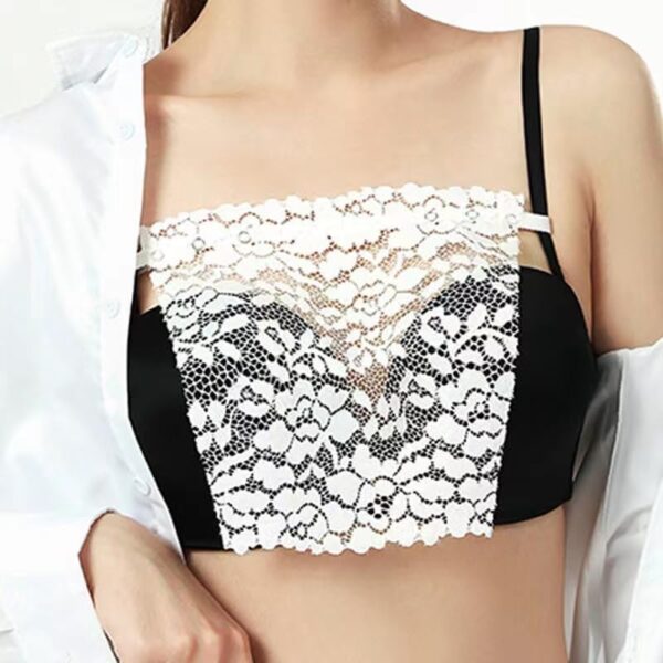 BowieMall Cotton Clip-on Camisole Insert Vest for Women ​High Neck Camisoles Lace Deep Neck Cleavage Cover - Set of 3 - Image 6