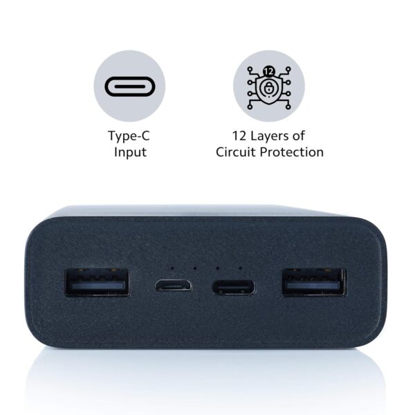 MI Power Bank 3i 20000mAh Lithium Polymer 18W Fast Power Delivery Charging | Input- Type C | Micro USB| Triple Output | Sandstone Black (Pack of 2) - Image 4