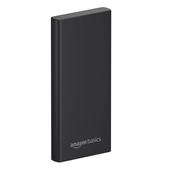 Amazon Basics 10000mAh 22.5W Fast Charging Power Bank with Cable | Triple Output Ports |Dual Input Ports | Lithium Polymer Power Bank | Compact Metal Body (Black) - Image 2