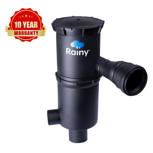 Rainy Rainwater Harvesting Filter FL - 80 Self-Cleaning + Dual Intensity Suitable for Area upto 1300 Square Feet, Black, Installation Kit - Image 2