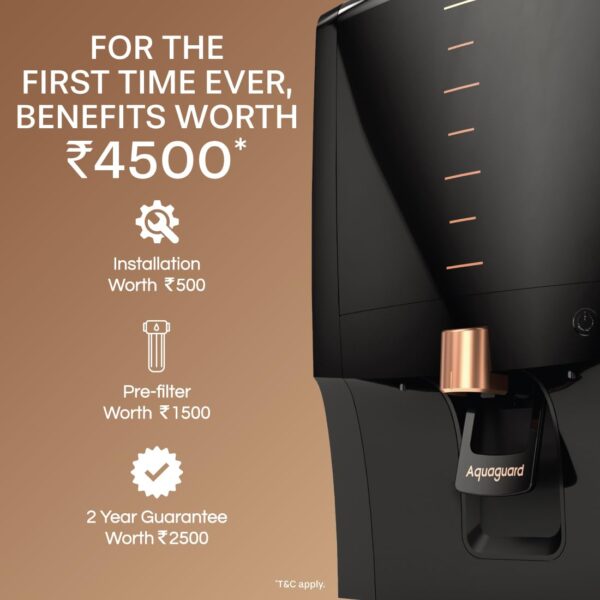 Aquaguard Aura 2X Life, Needs No Service for 2 Years | 10-Stage Water Purifier | Benefits worth ₹4500 | RO+UV+Active Copper | Taste Adjuster | Saves 50% Water | 2 Year Warranty (including Filters) - Image 4