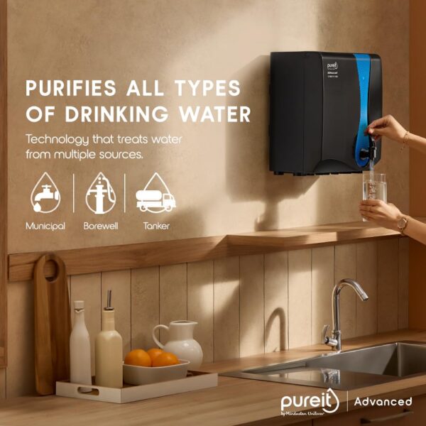 HUL Pureit Advanced RO + MF 6 Stage 7Litre wall mounted/counter top water Purifier, Black - Image 6
