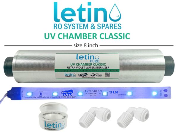 letino Uv Set With Clamps Uv Chamber (Heavy Aluminium Barrel), Uv Corded Electric Led Light (Strip), 2 Pieces Elbow, Teflon Tape And 2 Clamps For All Ro Water Ro Purifier - Image 3