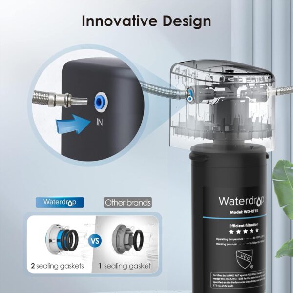 Waterdrop 15Ua Under Sink Water Filter System,16K Gallons Ultra High Capacity Main Faucet Under Counter Water Filtration System,Removes 99% Lead,Fluoride,Chlorine,Bad Taste,Usa Tech,0.5 Micron,White - Image 8