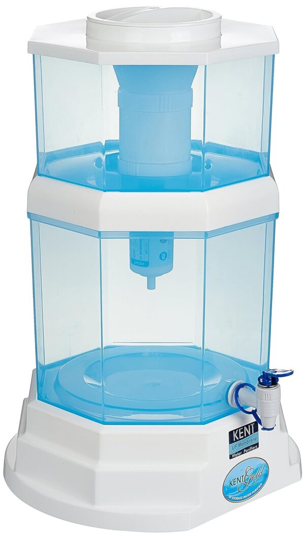 KENT Gold Gravity Water Purifier (11014) | UF Technology Based | Non-Electric & Chemical Free | Counter Top | 20L Storage | White - Image 2