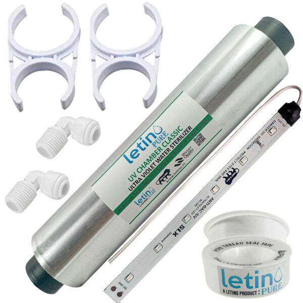 letino Uv Set With Clamps Uv Chamber (Heavy Aluminium Barrel), Uv Corded Electric Led Light (Strip), 2 Pieces Elbow, Teflon Tape And 2 Clamps For All Ro Water Ro Purifier - Image 2