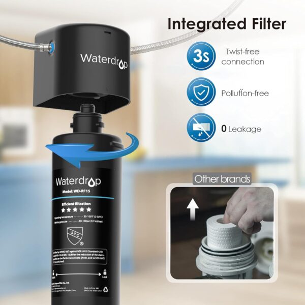 Waterdrop 15Ua Under Sink Water Filter System,16K Gallons Ultra High Capacity Main Faucet Under Counter Water Filtration System,Removes 99% Lead,Fluoride,Chlorine,Bad Taste,Usa Tech,0.5 Micron,White - Image 9