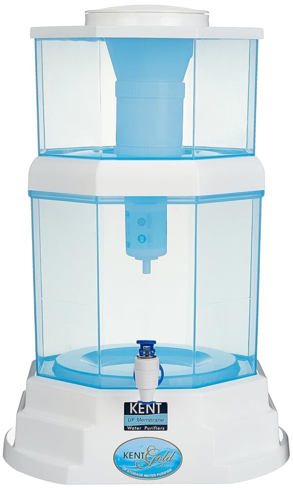 KENT Gold Gravity Water Purifier (11014) | UF Technology Based | Non-Electric & Chemical Free | Counter Top | 20L Storage | White - Image 3