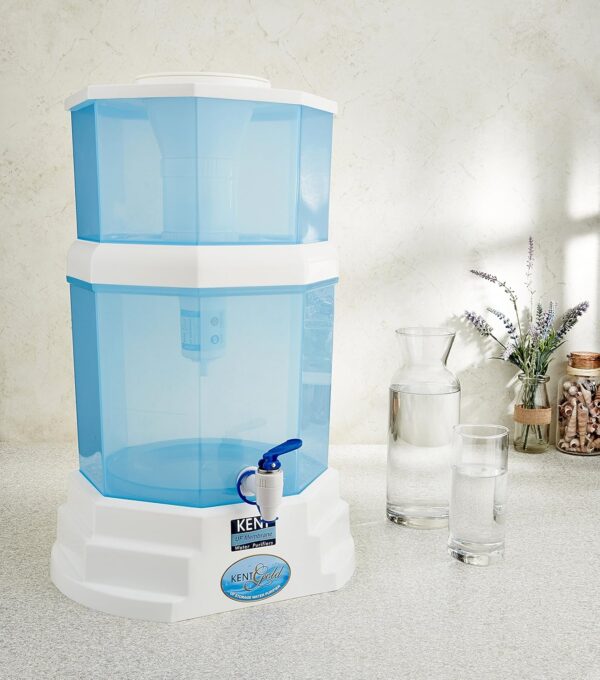 KENT Gold Gravity Water Purifier (11014) | UF Technology Based | Non-Electric & Chemical Free | Counter Top | 20L Storage | White - Image 4