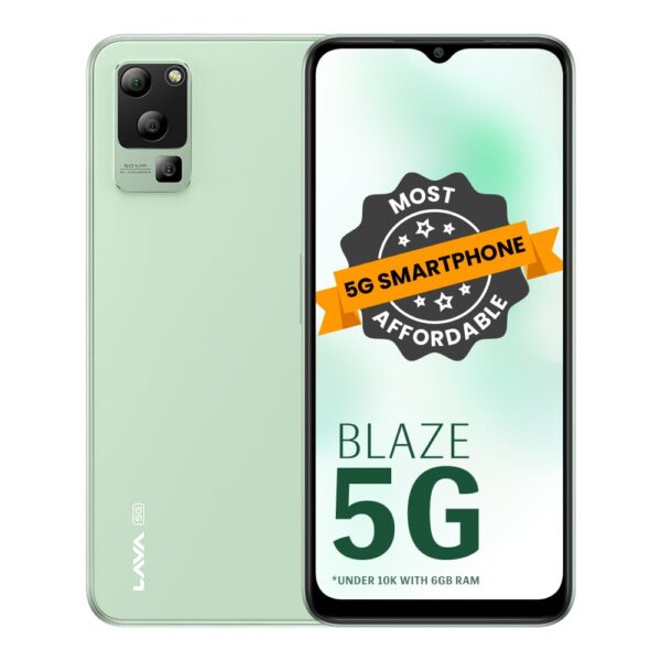 Lava Blaze 5G (Glass Green, 6GB RAM, UFS 2.2 128GB Storage)| Segment's Most Affordable 5G Smartphone| Ultrafast Mediatek D700 | 50MP AI Triple Camera | 5000 mAh | 6.5" HD+ 90 Hz Display | Clean UI - Image 2