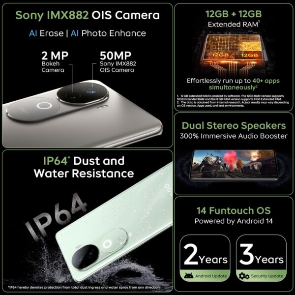iQOO Z9s 5G (Onyx Green, 8GB RAM, 256GB Storage) | 120 Hz 3D Curved AMOLED Display | 5500 mAh Ultra-Thin Battery | Dimesity 7300 5G Processor | Sony IMX882 OIS Camera with Aura Light - Image 3