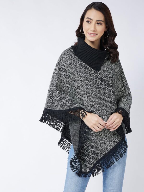 Pivl Wool Blend Striped Poncho for women for winter - Image 5