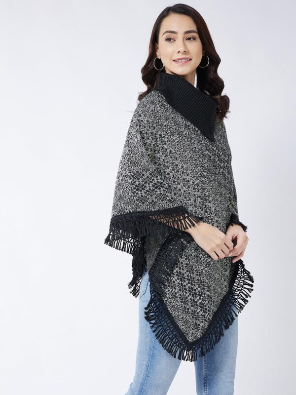 Pivl Wool Blend Striped Poncho for women for winter - Image 6