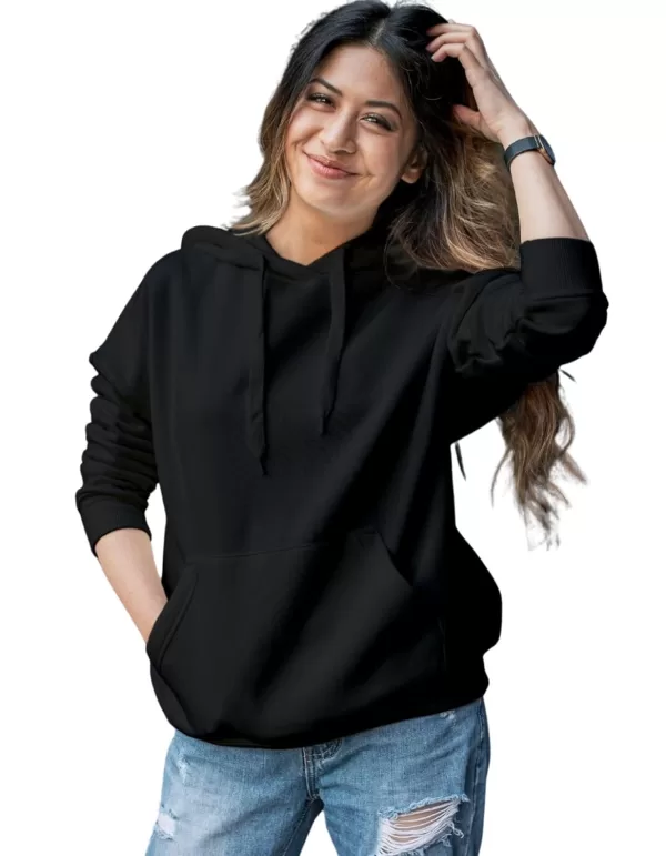 Arispo Women's Plain Hoodies, Sweatshirt, Winter Sweater Hoodie for Women & Girls, Fleece - Image 2