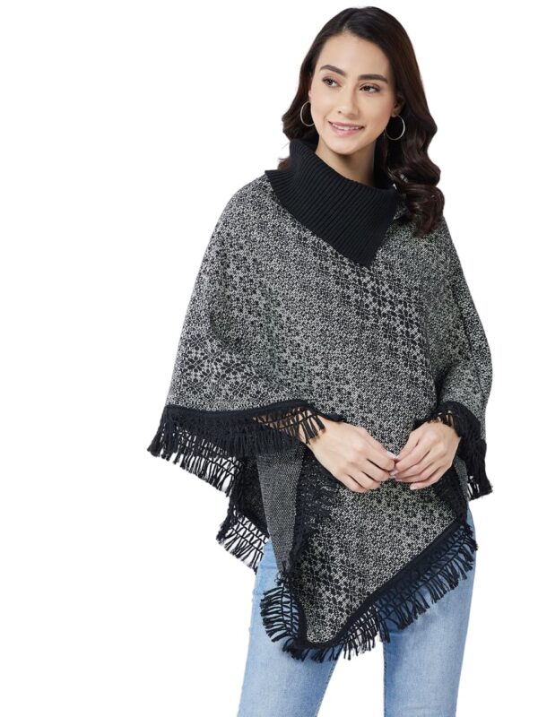 Pivl Wool Blend Striped Poncho for women for winter - Image 2