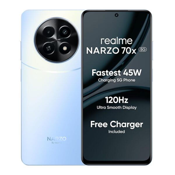 realme NARZO 70x 5G (Ice Blue, 8GB RAM,128GB Storage)|120Hz Ultra Smooth Display|Dimensity 6100+ 6nm 5G|50MP AI Camera|45W Charger in The Box - Image 2
