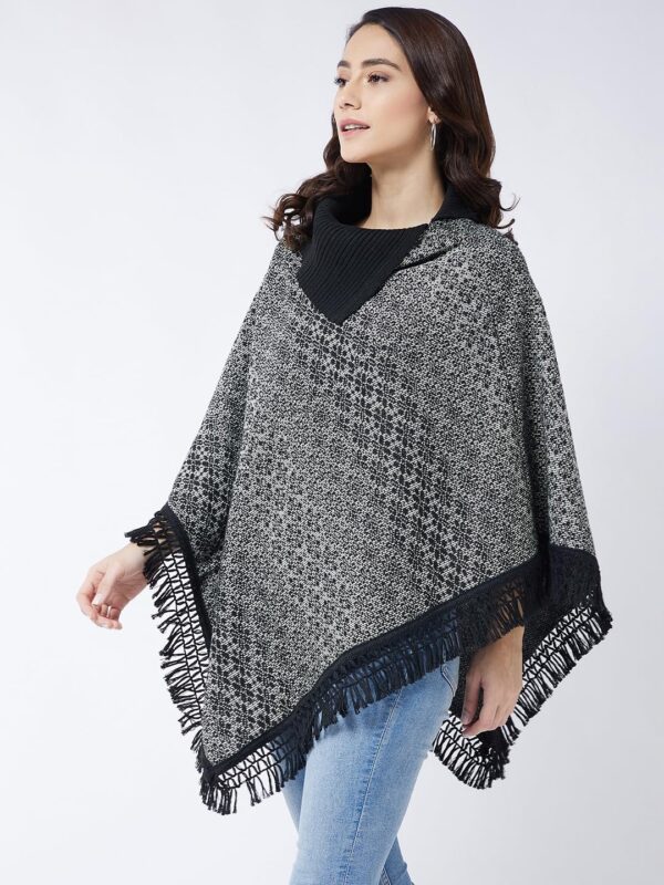 Pivl Wool Blend Striped Poncho for women for winter - Image 4