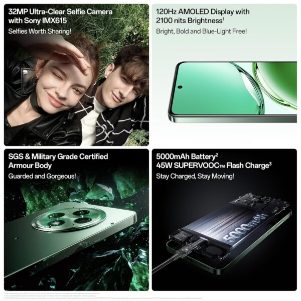 OPPO F27 5G (Emerald Green, 8GB RAM, 128GB Storage) | 6.67" FHD+ AMOLED Display|32MP Sony IMX615 Selfie Camera |AI Portrait Expert| 45W SUPERVOOC| with No Cost EMI/Additional Exchange Offers - Image 3