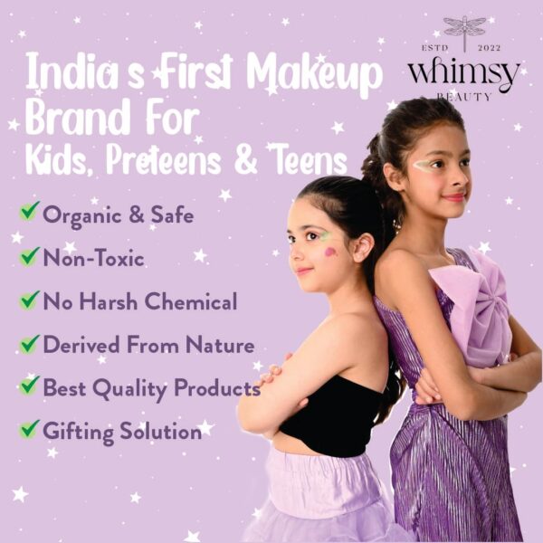 Whimsy Makeup Kit for kids, Preteen and Teen Girls | Girls safe Makeup Set | skin friendly Children Makeup Kit (Pack of 14) - Image 4