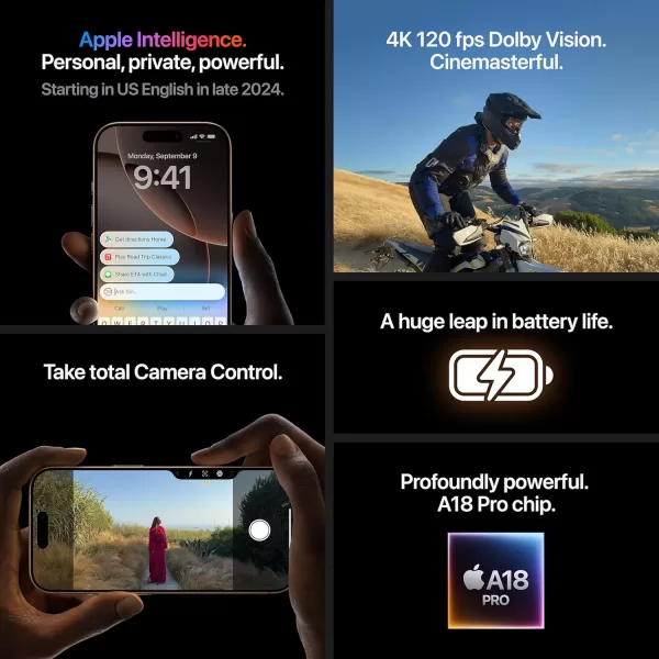 iPhone 16 Pro Max 1 TB: 5G Mobile Phone with Camera Control, 4K 120 fps Dolby Vision and a Huge Leap in Battery Life. Works with AirPods; Natural Titanium - Image 6