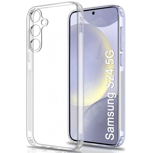 TheGiftKart Back Cover Soft Case for Samsung Galaxy S24 5G | Best Camera Protection | Inbuilt Dust Plugs & Anti-Slip Grip | Ultra Clear Slim Back Cover Case for Samsung S24 5G (Silicone, Transparent) - Image 2