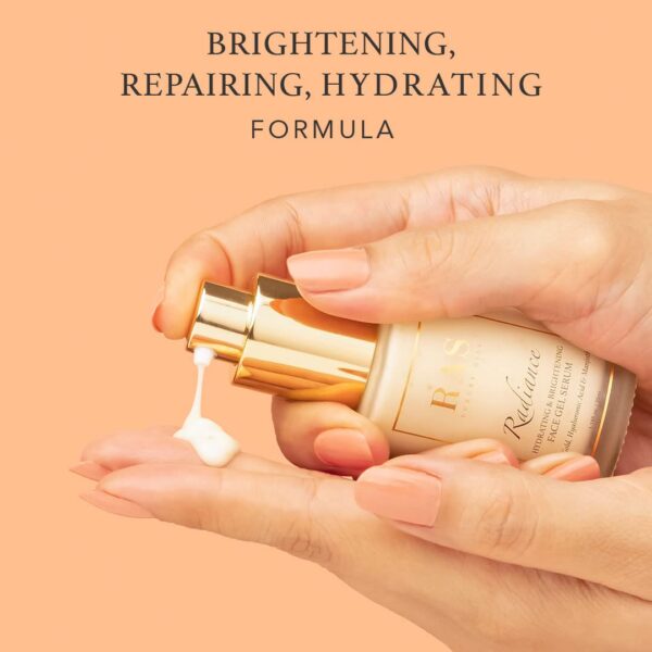 RAS Luxury Oils Radiance 24K Gold Brightening 8 in 1 Face Gel Serum Hydrates Skin, Reduce Pigmentation, With 148 Hours of Hydration Infused with Hyaluronic Acid, Saffron, Manjistha & Rosehip - Image 4