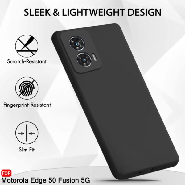 TheGiftKart Liquid Silicone Back Cover Case for Motorola Edge 50 Fusion 5G | Soft Micro-Fibre Lining Inside | Camera Protection Bump | Shockproof Back Case for Moto Edge 50 Fusion (Silicone, Black) - Image 7