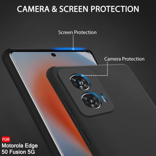 TheGiftKart Liquid Silicone Back Cover Case for Motorola Edge 50 Fusion 5G | Soft Micro-Fibre Lining Inside | Camera Protection Bump | Shockproof Back Case for Moto Edge 50 Fusion (Silicone, Black) - Image 5