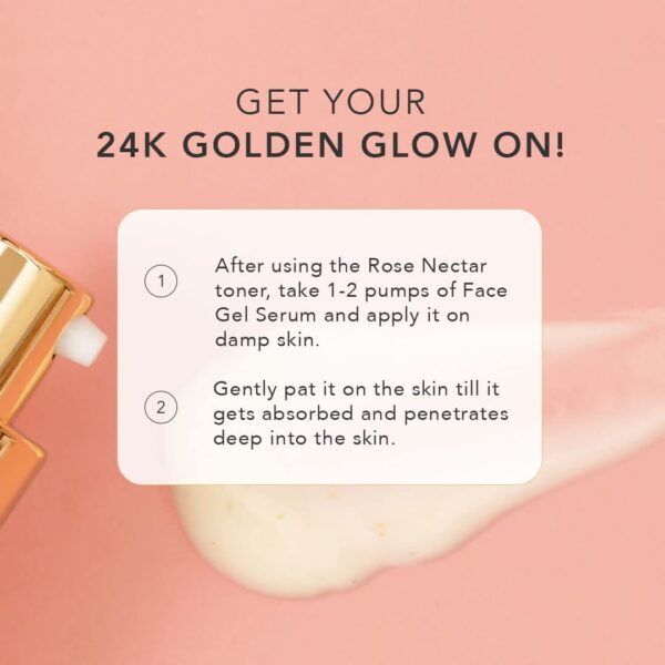 RAS Luxury Oils Radiance 24K Gold Brightening 8 in 1 Face Gel Serum Hydrates Skin, Reduce Pigmentation, With 148 Hours of Hydration Infused with Hyaluronic Acid, Saffron, Manjistha & Rosehip - Image 6