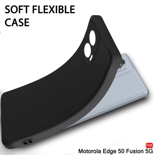 TheGiftKart Liquid Silicone Back Cover Case for Motorola Edge 50 Fusion 5G | Soft Micro-Fibre Lining Inside | Camera Protection Bump | Shockproof Back Case for Moto Edge 50 Fusion (Silicone, Black) - Image 8