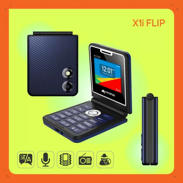 Micromax All-New X1i Flip keypad Phone with Dual SIM | Big 2.4" Display | TypeC USB Port | Wireless FM | Auto Call Recording | Black Blue | - Image 8