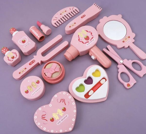 TOYARTSY Portable Pink Cosmetics & Makeup Toy Set for Girls, Wooden Dressing Table Accessories, Pretend Play Beauty Set, Kids Makeup Kit Gift for Girls, Fun Pretend Play Toy for Ages 3+ - Image 7
