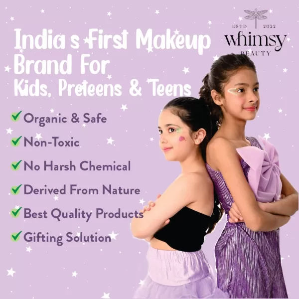 Whimsy 7 Pcs Organic Beauty Kit for Girls|Skin Friendly Makeup Kit | Birthday Gift for 4 5 6 7 8 9 10 11 12-16 Years Old | Non-Toxic Kid Eye Glitter, Lip Cheek Tint, Kids Lip Gloss & Mermaid Accessory - Image 5