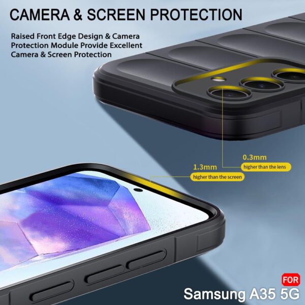 TheGiftKart Liquid Silicon Back Cover Case for Samsung Galaxy A35 5G | Shockproof Military Grade Protection | Micro-Fibre Cloth On Inner Side | Built-in Anti-Slip Grip Samsung A35 Cover (TPU, Black) - Image 7