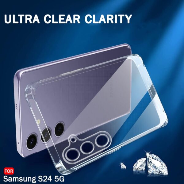 TheGiftKart Back Cover Soft Case for Samsung Galaxy S24 5G | Best Camera Protection | Inbuilt Dust Plugs & Anti-Slip Grip | Ultra Clear Slim Back Cover Case for Samsung S24 5G (Silicone, Transparent) - Image 7