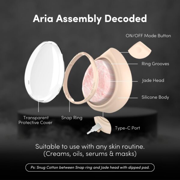 Numour ARIA Jade stone LED facial device | Anti-Aging, Anti-Acne, Hydrates, Lifts Skin | Red, Yellow, Blue LED Light Therapy For Face | Dermatologist Approved | Compatible with any Moisturizer, Serum, Face Masks| Smart Skincare Rechargeable Device - Image 7