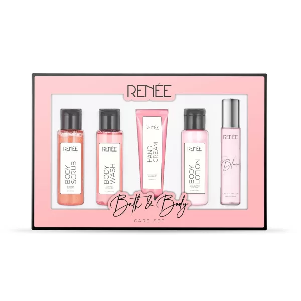 RENEE Bath & Body Care Set - Luxurious Body Wash, Exfoliating Scrub, Hydrating Lotion, Hand Cream & Signature Perfume - Premium Gifting Combo of 5 (BLOOM) - Image 2