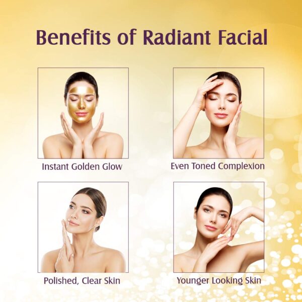 Lotus Herbals Radiant Gold Facial Kit For Instant Glow With 24K Pure Gold & Papaya,4 Easy Steps, 170g (Multiple Use) - Image 6