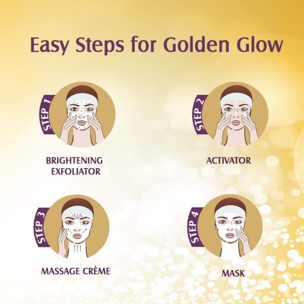 Lotus Herbals Radiant Gold Facial Kit For Instant Glow With 24K Pure Gold & Papaya,4 Easy Steps, 170g (Multiple Use) - Image 4
