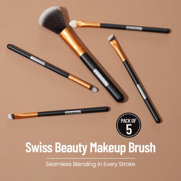 Swiss Beauty Makeup Brushes Set, Makeup Accessory,Gold, 100G - Image 3