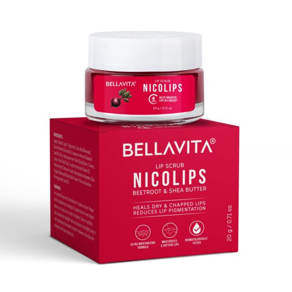 Bella Vita Organic NicoLips Lip Scrub Balm Brightening Dark Lips for Men and Women Dry Lips/Smoker/Chapped Lip & Lipstick Stains Removal Lipcare, 20 g - Image 2