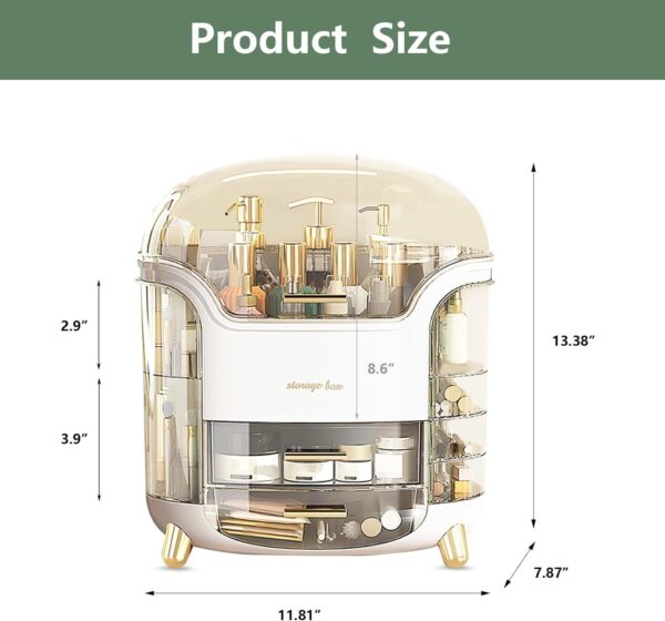 Niyam Makeup Organiser Storage Box for Countertop Cosmetics, Skincare and Beauty Case with Clear Lid Display for Easy Visibility and Drawers for Vanity, Dresser - Image 4
