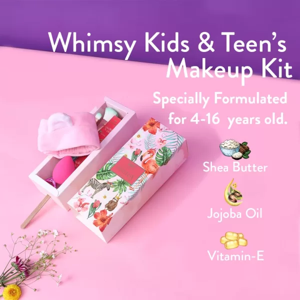 Whimsy 7 Pcs Organic Beauty Kit for Girls|Skin Friendly Makeup Kit | Birthday Gift for 4 5 6 7 8 9 10 11 12-16 Years Old | Non-Toxic Kid Eye Glitter, Lip Cheek Tint, Kids Lip Gloss & Mermaid Accessory - Image 3