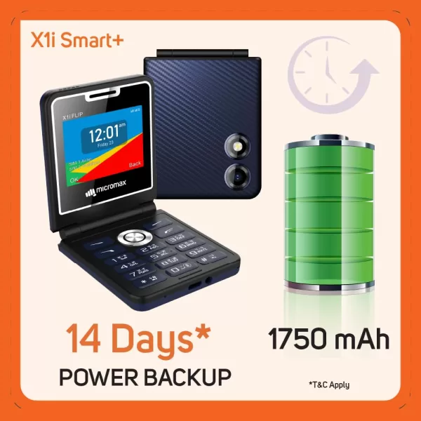 Micromax All-New X1i Flip keypad Phone with Dual SIM | Big 2.4" Display | TypeC USB Port | Wireless FM | Auto Call Recording | Black Blue | - Image 6