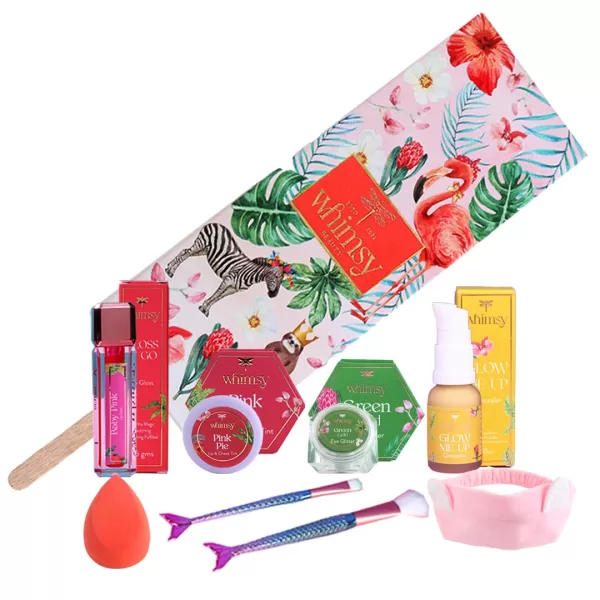 Whimsy 7 Pcs Organic Beauty Kit for Girls|Skin Friendly Makeup Kit | Birthday Gift for 4 5 6 7 8 9 10 11 12-16 Years Old | Non-Toxic Kid Eye Glitter, Lip Cheek Tint, Kids Lip Gloss & Mermaid Accessory - Image 2