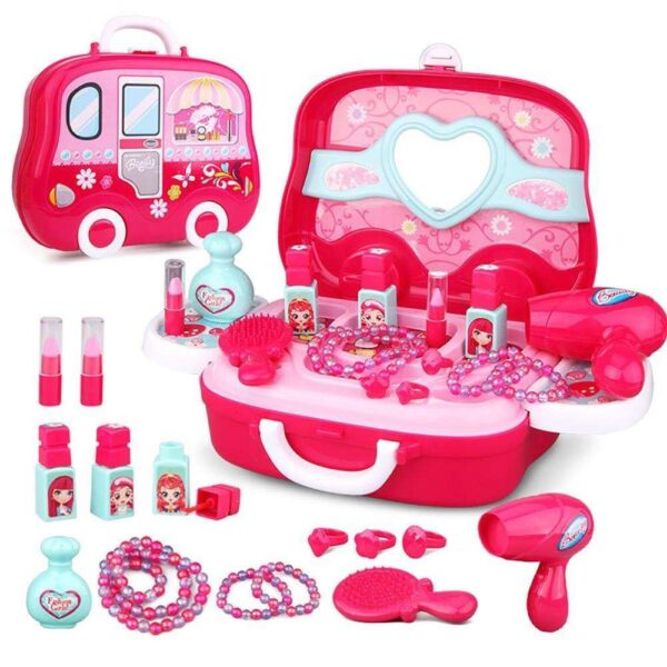 URBAN TOYS 21 Pcs Make up Kit Beauty Set Toy for Girl | Pretend Play Cosmetic Suitcase Makeup Set Accessories Toys for Children Princess Girls | 3+ Year Christmas & Birthday Gift| Multicolour Plastic - Image 9