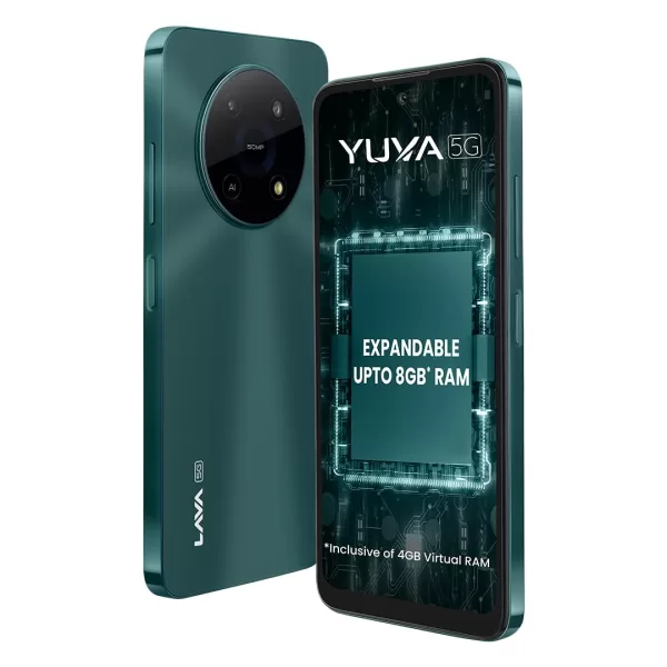 Lava Yuva 5G (Mystic Green, 4GB RAM, 64GB Storage) | Octacore 5G 6nm Processor | 50 MP AI Camera |5000 mAh Battery| Upto 8 GB Expandable RAM - Image 4