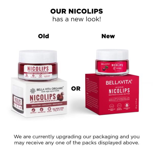 Bella Vita Organic NicoLips Lip Scrub Balm Brightening Dark Lips for Men and Women Dry Lips/Smoker/Chapped Lip & Lipstick Stains Removal Lipcare, 20 g - Image 3
