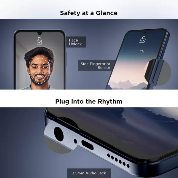 Lava O3 (Glossy Blue, 3 GB RAM, 64 GB Storage) | Biggest 6.75" HD+ Display | 13MP AI Dual Rear Camera | 5000 mAh Battery | Secure Face Unlock | Fingerprint Reader | Charger & Phone-Cover in Box - Image 5